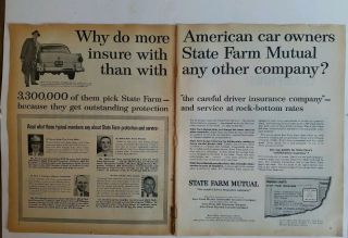 1955 State Farm Mutual Insurance Car Owners Two - Page Vintage Ad