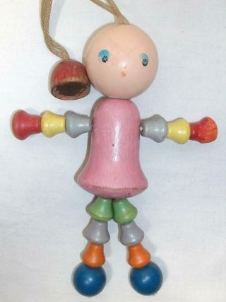 Vintage Belle Tinker Wooden Bead Block Doll Crib Toy Tinkers Co.  Evanston Il