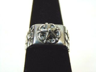 Vintage Estate.  925 Sterling Silver Nugget Style Ring W/ Star 6.  7g E2832