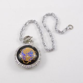 Vintage 1964 - 1965 York Worlds Fair Pocket Watch/charm Bracelet Chain Qya3
