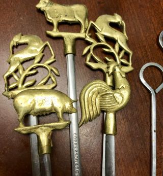 Vintage Skewers Coppersource Sf Calif Cow Pig Shish Kabob Animals Unique