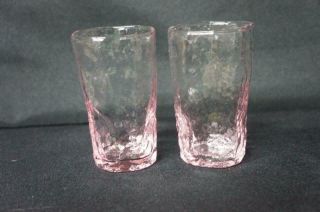 2 Vintage Morgantown Crinkle Glass Pink,  Juice Glasses 4 "