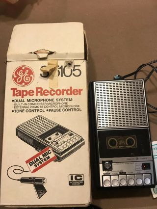 Vintage Ge Cassette Tape Player Recorder Model 3 - 5105 Great