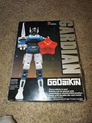 Vintage 1982 Bandai Godaikin Gardian 77047 Incomplete Diecast Robot Set & Box