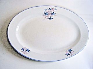 Vintage Thompson Pottery Blue Bird Pattern Oval Serving Platter