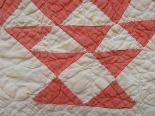 Vtg 1930s Hand Crafted Basket Batted Quilt Cotton Red & White 66X78 5