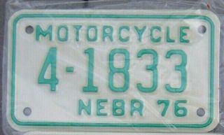Vintage Nebraska 1976 Motorcycle License Plate In Plastic 4 - 1833 ^
