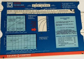 Square D Wire Busway Voltage Drop Slide Calculator 1987 Electric Load Vintage U9