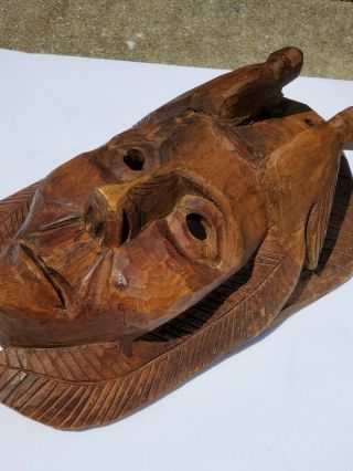 Vintage Native American Chief Indian Mask Vgc.  Soft Wood/htf Detailed Birds