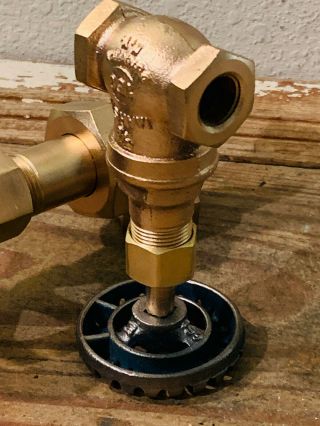 2 Vintage Brass Pressure Gate Valves,  POWELL & MARSH,  Steampunk Industrial Gauge 8