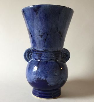 Outstanding 1939 Vintage Brush Mccoy Fancy Vase 527 In Cobalt Blue Onyx Glaze