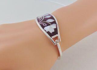 MEXICO ALPACA SILVER MOTHER OF PEARL LILY BRACELET 6.  5 