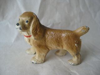 Vintage Miniature Golden Retriever Cast Iron Figurine Blond Dog Puppy Gold