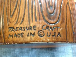 Vintage Treasure Craft Woodsy Owls faux Wood Ceramic Cookie Jar Canister 8