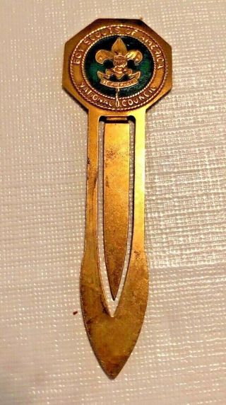 Vintage Boy Scouts Of America National Council Gold Metal Bookmark