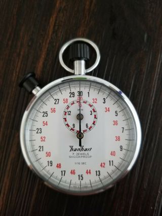 Vintage Hanhart Stopwatch Made In West Germany 1/10 Second 7 Jewel Movement