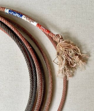 Vintage Cowboy Western Calf Rope Lasso Rodeo Wall Art Decor Faded Red 3