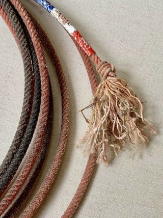 Vintage Cowboy Western Calf Rope Lasso Rodeo Wall Art Decor Faded Red 4