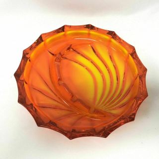 1970s Vintage Viking Ashtray Tangerine Orange Art Glass 2