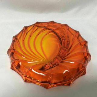 1970s Vintage Viking Ashtray Tangerine Orange Art Glass 3