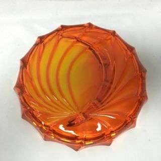 1970s Vintage Viking Ashtray Tangerine Orange Art Glass 5