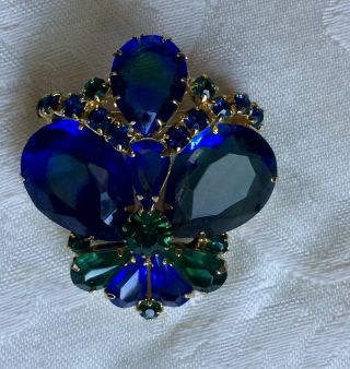 Vintage Brooch,  Rich Colors Of Blue & Green Stones