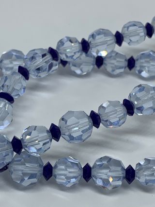Vendome Blue Crystal Bead Necklace Vtg 16.  5” With Tag 3