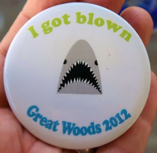 Vintage Jimmy Buffett I Got Blown Pinback Button 2012 - Great Woods Shark,  Fins