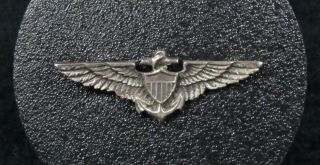 Vintage Wwii 925 Sterling Usn Navy Aviator Wings Sweetheart Pin,  1 ",  Josten 