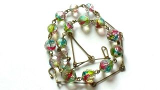 Czech Vintage Art Deco Iris Rainbow Faceted Glass Bead Necklace 2