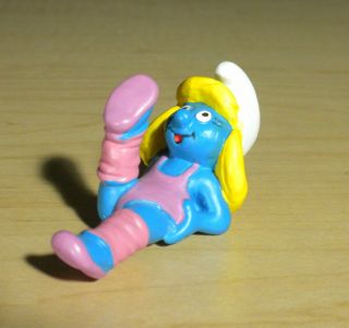 Smurfs 20457 Aerobics Smurfette Pink Smurf Vintage Figure Toy Pvc Peyo Figurine