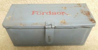 Vintage Fordson Tractor Antique Metal Tool Box With Lid,  Latch & Mount Holes