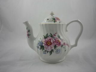 Vintage Lefton England Floral Tea Pot With Gold Trim Made In England