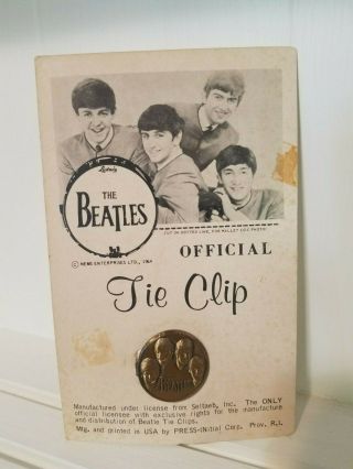 Vintage 1964 The Beatles Official Tie Clip Card Backing - Nems Seltaeb