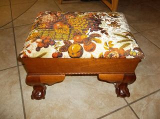 Antique Vintage Ball & Claw Foot Ottoman Foot Stool