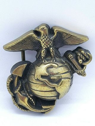 Vintage Marine Corps Solid Brass Belt Buckle Baron 1978 6060