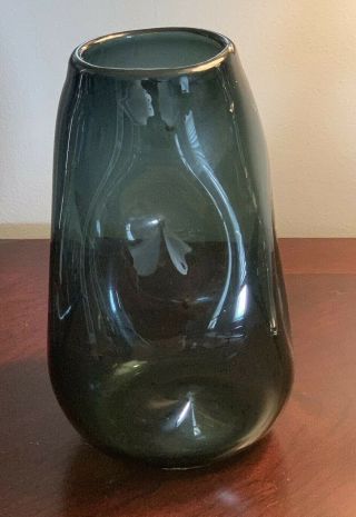 Vintage Blenko Glass 921 921 - M Pinch Indented Vase Charcoal Winslow Anderson