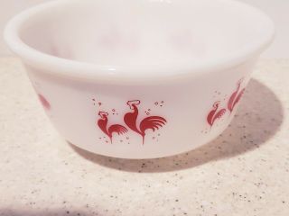 Vintage Hazel Atlas Red Rooster 7 " Nesting Mixing Bowl Milk Glass Mcm - Rare