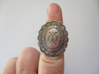 Vintage Stamped Concho Native American South West Western Ring 4.  5