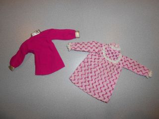 Vintage Barbie Clone Maddie Mod Fuschia Blouse & Textured Pink Mini Dress
