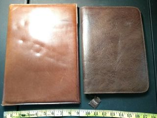 Vintage Cooper Tan Leather Compact Planner Organizer And Leather Legal Pad Case