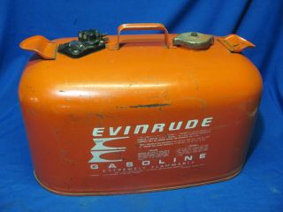Vintage Evinrude 6 Gallon Outboard Boat Motor Gas Can Steel Fuel Tank