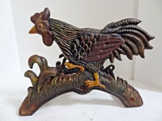 Vintage Metal Chicken Rooster Hose Mount Hanger -