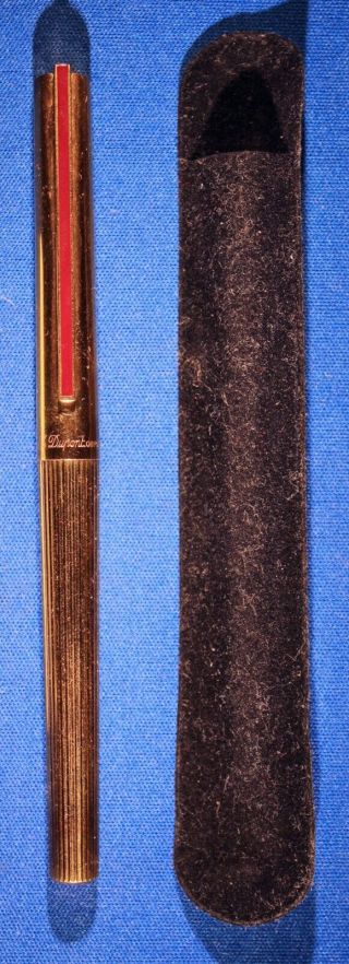 Vintage S T Dupont De Paris Sterling Silver With Gilt Fountain Pen With 18k Nib