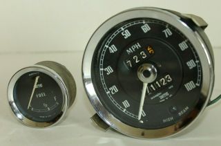 Vtg Smiths Car Truck Rat Rod Speedometer Sn 6142/00 & Fuel Gauge Gage Fg 2530/70