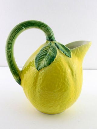 Vintage Lemon Pitcher Made In Italy For Neiman Marcus Yellow Fruit Italian Made