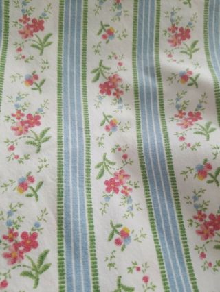 Vintage Rl Ralph Lauren Jordan Blue Floral Stripe Sheet Twin Flat 100 Cotton