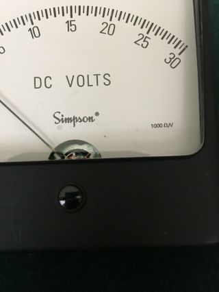 Vintage SIMPSON DC VOLTS Meter Gauge 0 - 30 Model 301 2