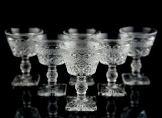 Imperial Cape Cod Liquor Cocktail Glasses Set 6 Vintage Pressed Glass Stemware