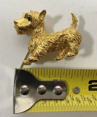 Vintage Crown Trifari Gold Tone Scottie Dog Pin Brooch 1948 Jewelry Pet 2